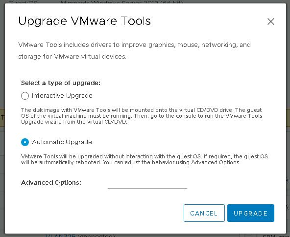 автоматическое обновление VMware Tools (Upgrade VMware Tools)