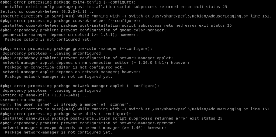 После перехода на Debian 13: Insecure directory in $ENV{PATH}...