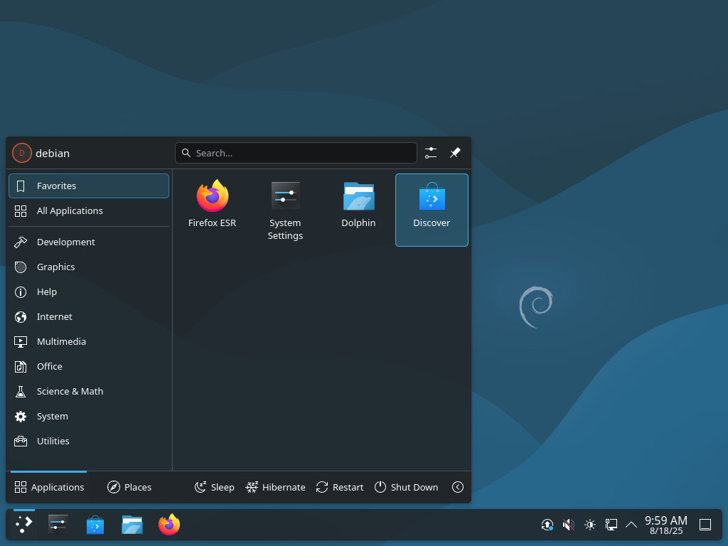 Установка KDE в Debian 13